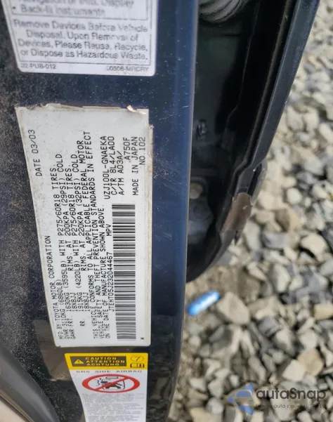 2003 Toyota Land Cruiser z USA, uszkodzony, nr VIN JTEHT05J232044467